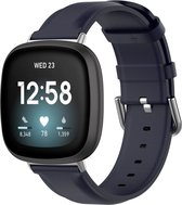 Bandje geschikt voor Fitbit Sense - Maat L - Horlogebandje - Polsband - Kunstleer - Donkerblauw