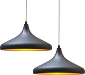 Bamyum Champion 2x Zwart Hanglampen Metalen 2xE27 Fitting Ø 35 cm Pendellamp Voor Binnen Binnenkleur is Goud
