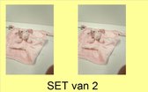 Set van 2 stuks Knuffeldoekjes - Doudou - 55 cm op 55 cm -  merk LVEE ®-  olifantje roze