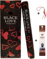 Doos met 120 stokjes - Wierook - Wierookstokjes - Incense sticks - Black Love - Zwarte Liefde + 5 mini wierookstokjes + Gelukspoppetje