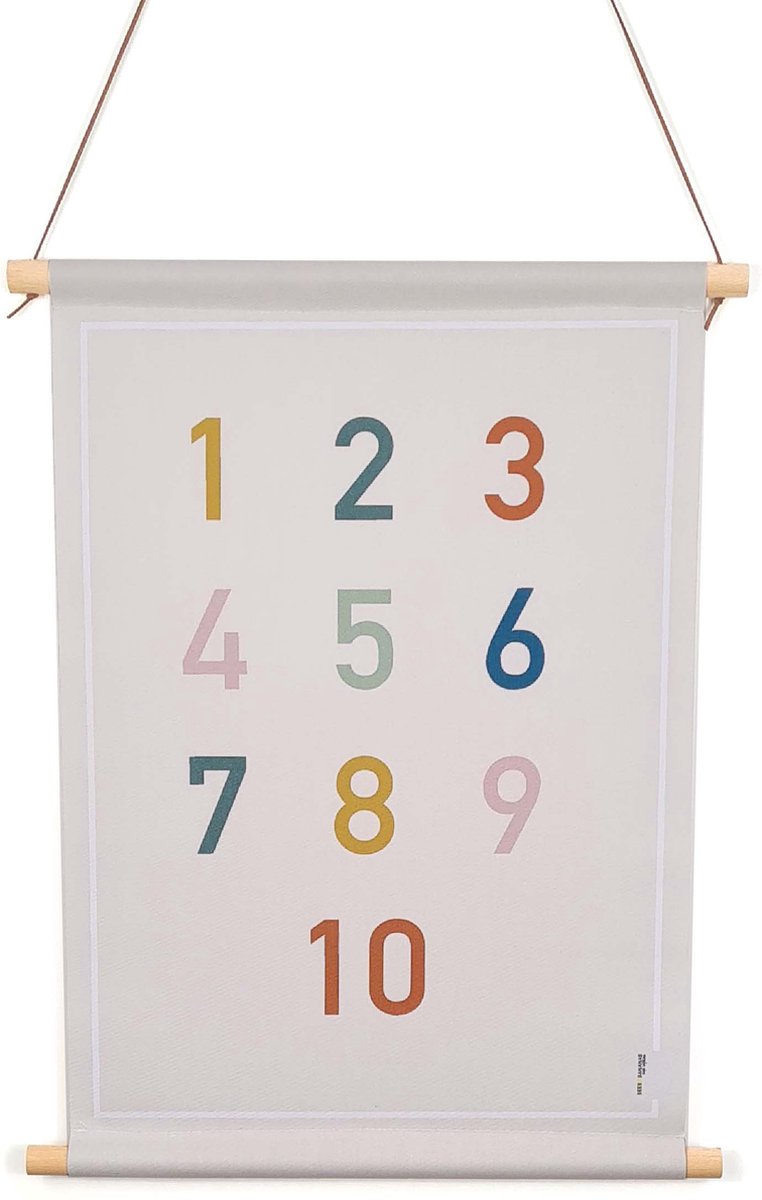 Bees and Bananas - Kinderkamer poster (60x40cm) - Getallen - Textielposter - Kinderkamer muur decoratie