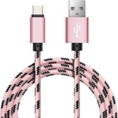 Joyroom - USBC2 -  nylon USB-C oplaadkabel - 0.25m - Roze