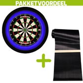 Mission Samurai 2 + Rubberen Dartmat 60*300 incl Oche + Dartbordverlichting Deluxe (Blauw - Zwart)