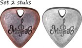 Plectrum SET - Gitaar - Duurzaam - Plectrum - Hoge Kwaliteit - Metalen - RVS - Met Sleutelhanger gat - Plectrumketting - Music - Muziekliefhebbers - Geschenk - Cadeau - Brons - Red