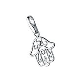 Giorgio Martello charm, bedel, hanger 925/000 gerhodineerd gepolijst zilver open hand  met karabijnslot.