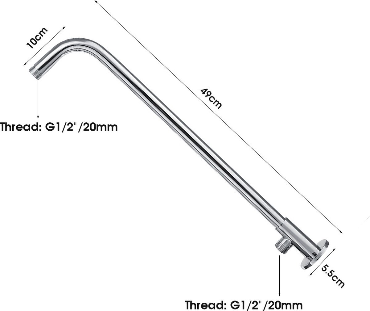 Roestvrijstalen Douchekop Verlengarm Kit90° Wandmontage Pijp