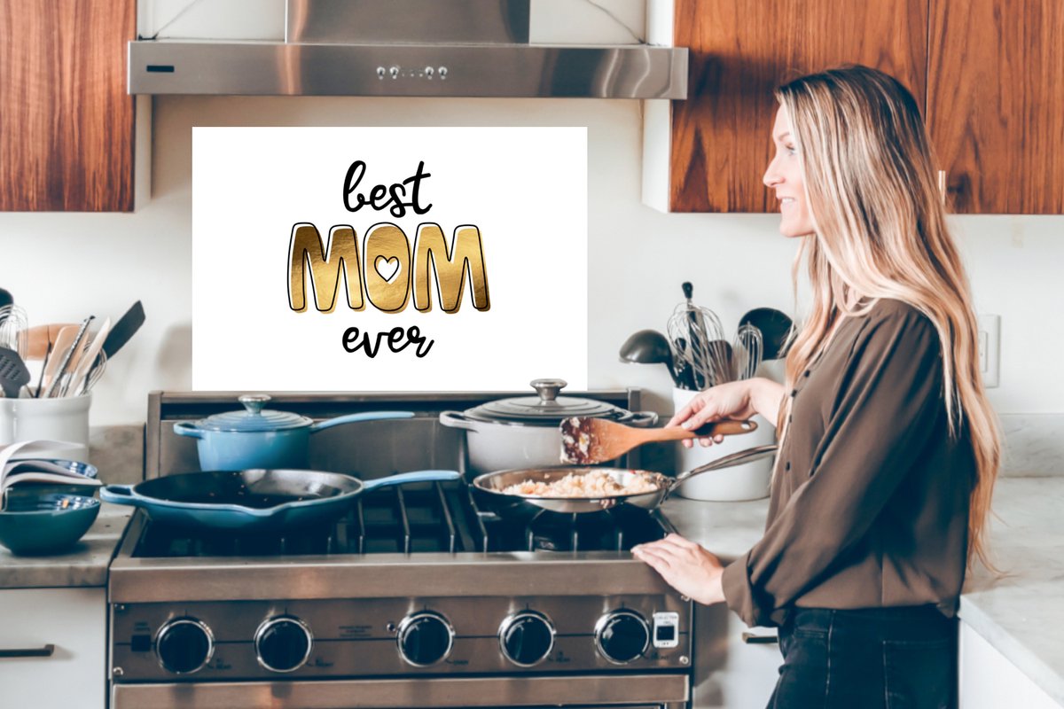 KitchenYeah Spatscherm 90x60 cm Best mom ever - Aluminium keukenbescherming thumbnail 5