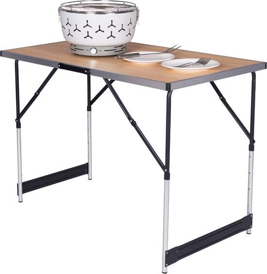 Kamyra® Campingtafel Inklapbaar - Kampeertafel, Partytafel - Opvouwbaar, Lichtgewicht & In Hoogte Verstelbaar - Aluminium/Hout van Kamyra — afbeelding 5