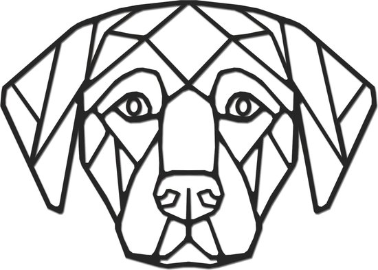 Hout-Kado - Labrador Retriever - Medium - Zwart - Geometrische dieren en vormen - Hout - Lasergesneden