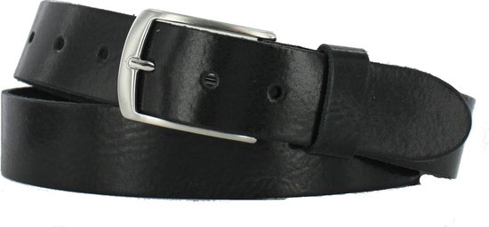 Leren Riem Dames/Heren | 3.5cm breed | Riemmaat: 115cm (totale lengte: 130cm) | 100% echt leer | Nikkelvrije gesp | Kleur: zwart