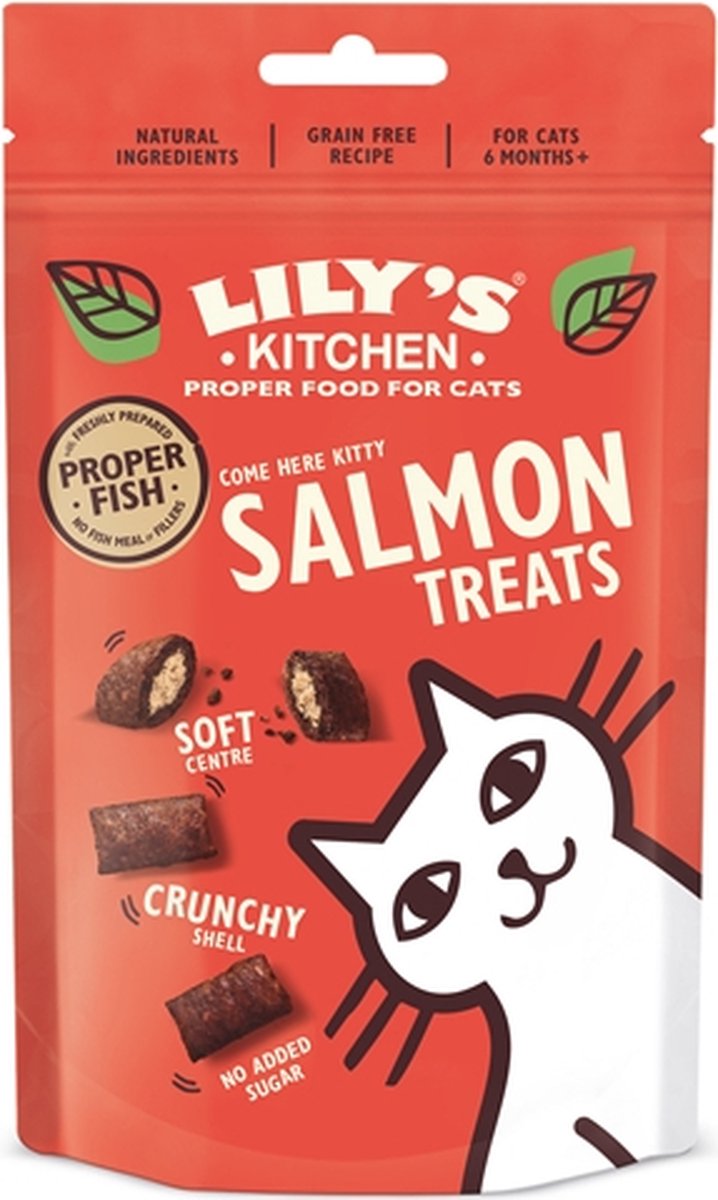Kattensnacks LILY'S KITCHEN - Zalm & Kippenlever - Knapperig & Zacht, 60 Gr
