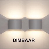 Wandlamp set van 2 | Grijs | Dimbaar | voor binnen en buiten | Industrieel | Kubes lamp |  2x3W | LED | 3000K Warm Wit | 10x10x10cm