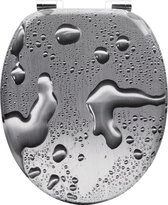 Toiletbrilhoes - 1 st - Universeel - Toiletdeksel met softclose - voor badkamer - Vervanging van dikkere bekleding - Antibacteriële badkamerarmatuur: - stijl ""grijze dauwdruppels"