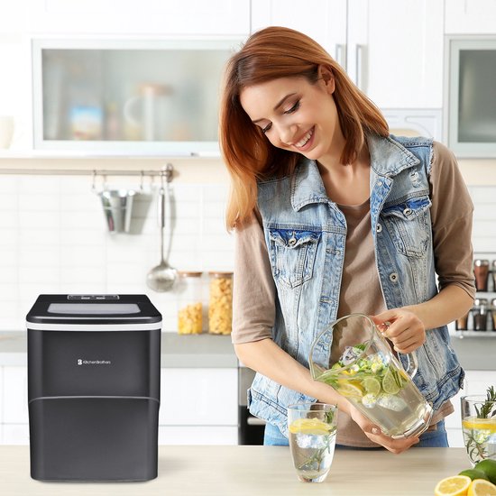 Machine à glaçons KitchenBrothers - 2 litres - 6-8 min. - 12kg/24h - Ice Block Maker avec Ice Scoop - Zwart