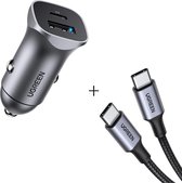 UGREEN Auto Snellader Bundel- USB C Autolader 20W Dual Poorten - Aluminium Snelle Car Charger Ondersteunt PD QC 3.0 - iPhone 12 12Mini 12 Pro 12 Pro Max SE 2020 11 Pro XS Max, Gala