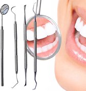 UNIQ Complete Dentist Set 4 pièces - Outils de dentiste - Crochet de dentiste - Miroir buccal - Plaque dentaire - Soins des dents