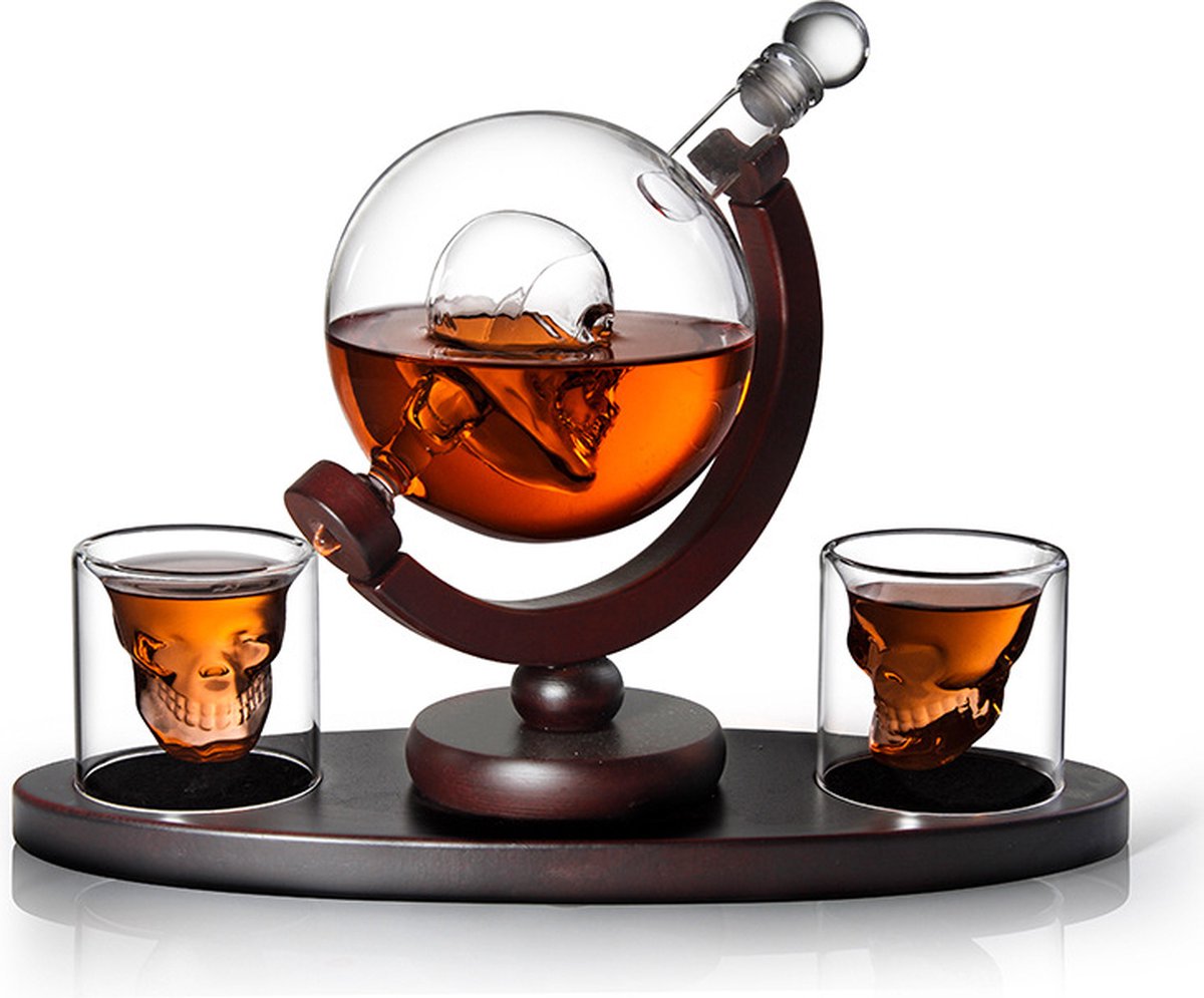 Karaf schedel Karaf skull Whiskey karaf Drank karaf Drankvat Whiskey set
