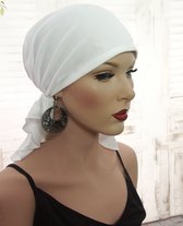 Bandana chemomuts hoofddoek voor haarverlies kleur wit maat one size