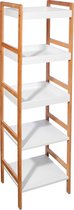 4goodz Badkamerrek 5 laags mdf/bamboe 33x35x139 cm - Wit/Bruin
