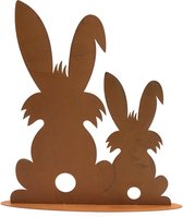 Paashaas Duo Roest Silhouet Metaal 33 cm