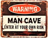 2D metalen wandbord "Warning! Man Cave" 25x20cm