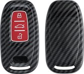 kwmobile hoes voor autosleutel compatibel met Audi 3-knops autosleutel Keyless - Autosleutelbehuizing in rood / zwart - Carbon design