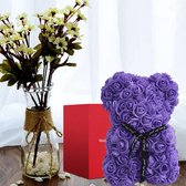 Rose Flower Bear - Sterling Zilver - Zingen Ketting Geschenkdoos - Liefde Teddybeer - Valentijn - Verjaardag - Bruiloft - Moederdag Cadeau - Purper