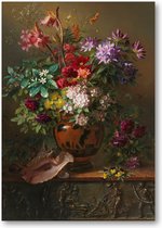 Stilleven met bloemen in een Griekse vaas: allegorie op de Lente - A2 Poster Staand - 42x59cm - Georgius Jacobus Johannes van Os - Meesterwerken