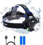 High Powered Led-hoofdlamp - 3 Standen - Superheldere Led-hoofdlamp - Oplaadbaar - USB-hoofdlamp- Verstelbaar - Zeer Helder - Waterdicht - voor Hardlopen, Kamperen, Vissen