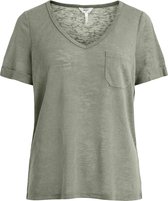 Object Collectors Item OBJTESSI SLUB S/S V-NECK NOOS Dames T-Shirt - Maat L