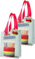 Set van 4x stuks papieren verjaardag giftbags/cadeau tasjes Happy Birthday 11 x 14 x 6 cm - cadeau tassen