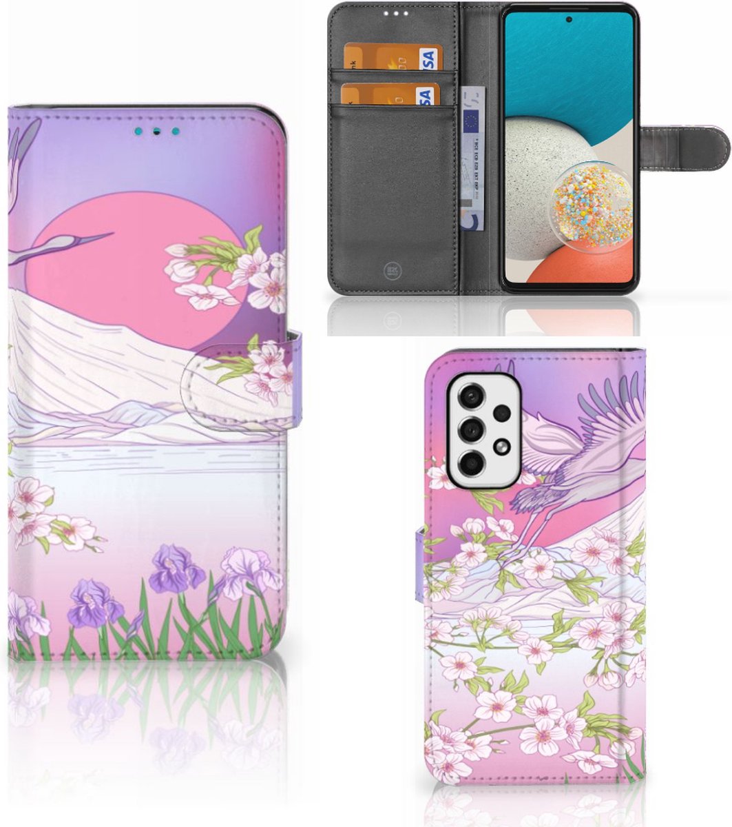 Book Case voor Samsung Galaxy A53 Telefoonhoesje met Pasjes Bird Flying