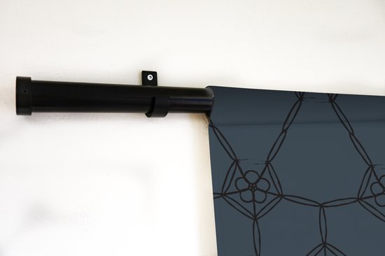 Tapisserie Luxe - Motif Luxe de fleurs et lignes noires sur fond bleu foncé Tapisserie en coton 90x60 cm - Tapisserie avec photo