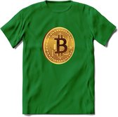 Bitcoin Coin - Crypto T-Shirt Kleding Cadeau | Dames / Heren / Unisex | Bitcoin / Ethereum shirt | Grappig Verjaardag kado | BTC Tshirt Met Print | - Donker Groen - S