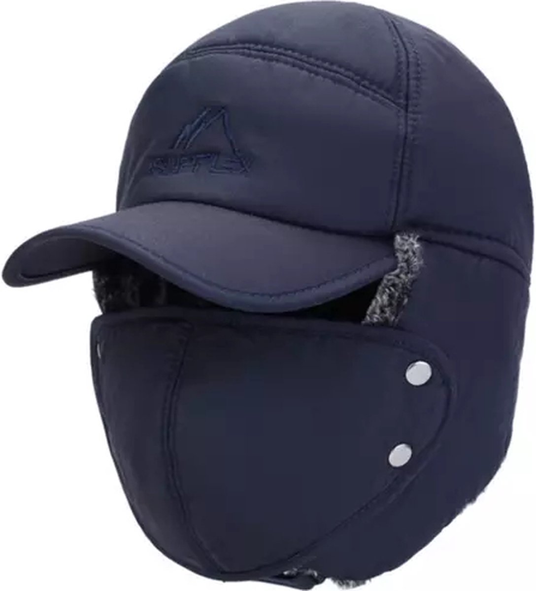 Warme Winter Muts voor Heren - Muts + Masker - Blauw