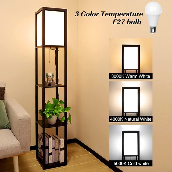 Feel Furniture – Staande lamp met opberguimte – Bruin – Met lichtpeer – Feel Furniture