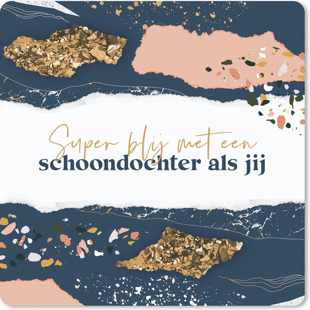 Muismat 20x20 cm - Mousepad Schoondochter - Design - Roze - Goud - Muismatten