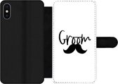 Bookcase Geschikt voor iPhone XS Max telefoonhoesje - Quotes - Trouwen - 'Groom' - Spreuken - Met vakjes - Wallet case met magneetsluiting