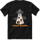 I Want Bitcoin - Crypto T-Shirt Kleding Cadeau | Dames / Heren / Unisex | Bitcoin / Ethereum shirt | Grappig Verjaardag kado | Tshirt Met Print | - Zwart - XL