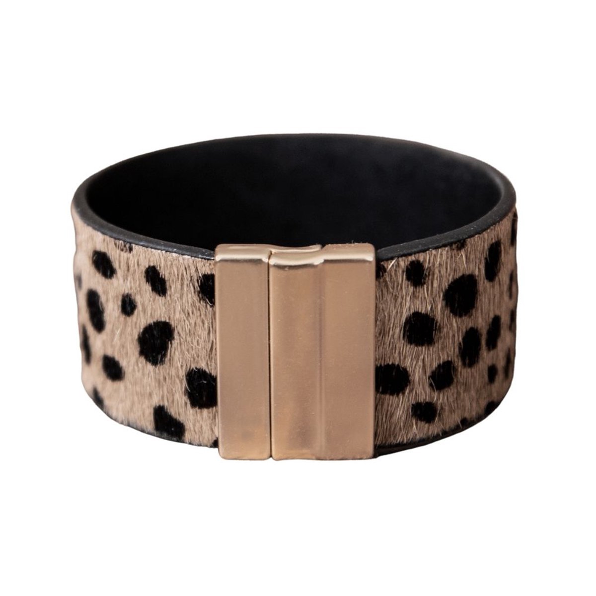 Marama - armband Cheeta - leer en suède - magneetsluiting - 19.5 cm.