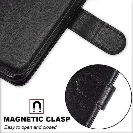 Coque de Téléphone Samsung Galaxy J7 2017 - Bookcase - Espace pour 3 Cartes - Simili Cuir - avec 3x Protecteur d'écran Trempé - SAFRANT1 - Zwart