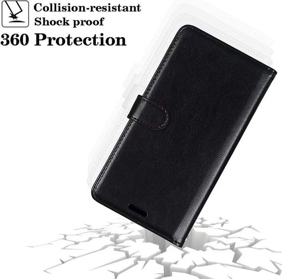 Coque de Téléphone Samsung Galaxy A5 2016 - Bookcase - Espace pour 3 Cartes - Simili Cuir - avec 1x Film de Protection d'écran Trempé - SAFRANT1 - Zwart