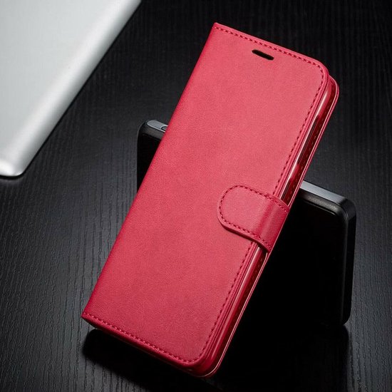 Coque Samsung Galaxy J6 2018 - Bookcase - Espace pour 3 cartes - Simili Cuir - avec 3x Protecteur d'écran Trempé - SAFRANT1 - Rose