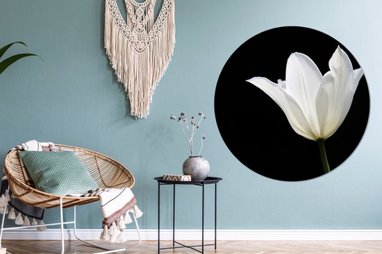 WallCircle - Wall Circle - Wall Circle Indoor - tulp Witte - 120x120 cm - Décoration murale - Peintures Ronds XXL