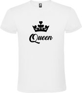 Wit  T shirt met  print van "Queen " print Zwart size XS