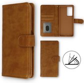 Samsung Galaxy A52 & A52S Hoesje Bruin - High Quality Portemonnee Book Case - Kaarthouder & Magneetlipje