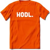 HODL - Crypto T-Shirt Kleding Cadeau | Dames / Heren / Unisex | Bitcoin / Ethereum shirt | Grappig Verjaardag kado | BTC Tshirt Met Print | - Oranje - M