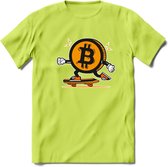 Skater Coin - Crypto T-Shirt Kleding Cadeau | Dames / Heren / Unisex | Bitcoin / Ethereum shirt | Grappig Verjaardag kado | BTC Tshirt Met Print | - Groen - XL