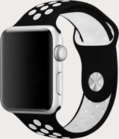 Siliconen Apple Watch Sportbandje met gaatjes - Zwart en Wit - 42/44/45 mm - Series 1 2 3 4 5 6 SE 7 - Geschikt voor Apple Watch