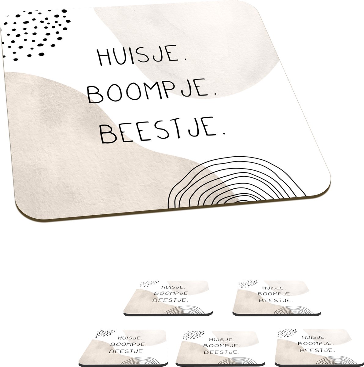 Onderzetters voor glazen - Pastel - Home - Quote - 10x10 cm - Glasonderzetters - 6 stuks